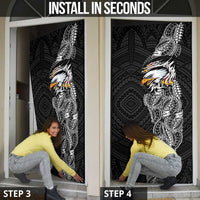 American Samoa Flag Day Door Cover Tribal Tattoo with Eagle Black