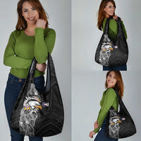 American Samoa Flag Day Grocery Bag Tribal Tattoo with Eagle Black LT03 - Polynesian Pride