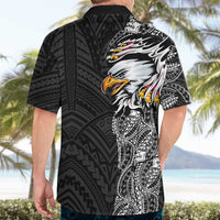American Samoa Flag Day Hawaiian Shirt Tribal Tattoo with Eagle Black