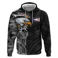 American Samoa Flag Day Hoodie Tribal Tattoo with Eagle Black