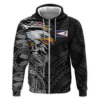 American Samoa Flag Day Hoodie Tribal Tattoo with Eagle Black