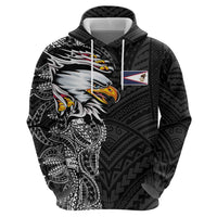 American Samoa Flag Day Hoodie Tribal Tattoo with Eagle Black