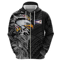 American Samoa Flag Day Hoodie Tribal Tattoo with Eagle Black