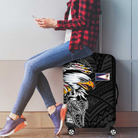 American Samoa Flag Day Luggage Cover Tribal Tattoo with Eagle Black