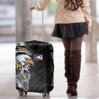 American Samoa Flag Day Luggage Cover Tribal Tattoo with Eagle Black