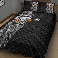 American Samoa Flag Day Quilt Bed Set Tribal Tattoo with Eagle Black