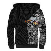 American Samoa Flag Day Sherpa Hoodie Tribal Tattoo with Eagle Black