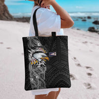 American Samoa Flag Day Tote Bag Tribal Tattoo with Eagle Black