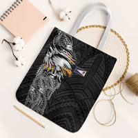 American Samoa Flag Day Tote Bag Tribal Tattoo with Eagle Black