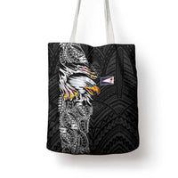 American Samoa Flag Day Tote Bag Tribal Tattoo with Eagle Black