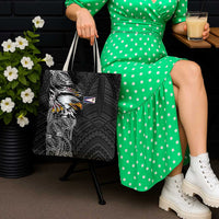 American Samoa Flag Day Tote Bag Tribal Tattoo with Eagle Black