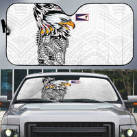 American Samoa Flag Day Auto Sun Shade Tribal Tattoo with Eagle White