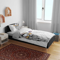 American Samoa Flag Day Bedding Set Tribal Tattoo with Eagle White