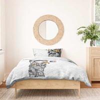 American Samoa Flag Day Bedding Set Tribal Tattoo with Eagle White