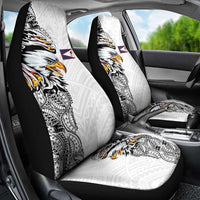 American Samoa Flag Day Car Seat Cover Tribal Tattoo with Eagle White