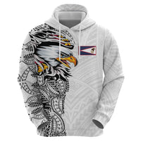 American Samoa Flag Day Hoodie Tribal Tattoo with Eagle White