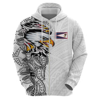 American Samoa Flag Day Hoodie Tribal Tattoo with Eagle White