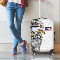 American Samoa Flag Day Luggage Cover Tribal Tattoo with Eagle White