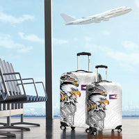 American Samoa Flag Day Luggage Cover Tribal Tattoo with Eagle White