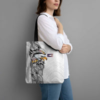 American Samoa Flag Day Tote Bag Tribal Tattoo with Eagle White