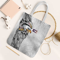American Samoa Flag Day Tote Bag Tribal Tattoo with Eagle White