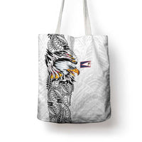 American Samoa Flag Day Tote Bag Tribal Tattoo with Eagle White