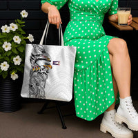 American Samoa Flag Day Tote Bag Tribal Tattoo with Eagle White