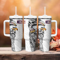 American Samoa Flag Day Tumbler With Handle Tribal Tattoo with Eagle White