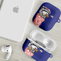 American Samoa Flag Day AirPods Case Tribal Tattoo with Eagle Blue-Red