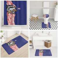 American Samoa Flag Day Bathroom Set Tribal Tattoo with Eagle Blue-Red