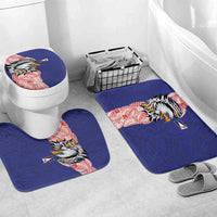 American Samoa Flag Day Bathroom Set Tribal Tattoo with Eagle Blue-Red