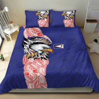 American Samoa Flag Day Bedding Set Tribal Tattoo with Eagle Blue-Red