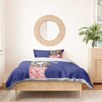 American Samoa Flag Day Bedding Set Tribal Tattoo with Eagle Blue-Red