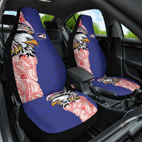 American Samoa Flag Day Car Seat Cover Tribal Tattoo with Eagle Blue-Red