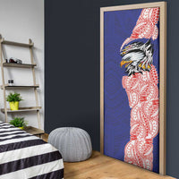 American Samoa Flag Day Door Cover Tribal Tattoo with Eagle Blue-Red