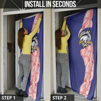 American Samoa Flag Day Door Cover Tribal Tattoo with Eagle Blue-Red