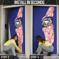 American Samoa Flag Day Door Cover Tribal Tattoo with Eagle Blue-Red