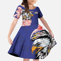 American Samoa Flag Day Family Matching Tank Maxi Dress and Hawaiian Shirt Tribal Tattoo with Eagle Blue-Red