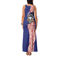 American Samoa Flag Day Family Matching Tank Maxi Dress and Hawaiian Shirt Tribal Tattoo with Eagle Blue-Red