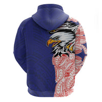 American Samoa Flag Day Hoodie Tribal Tattoo with Eagle Blue-Red