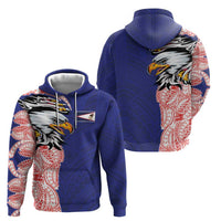 American Samoa Flag Day Hoodie Tribal Tattoo with Eagle Blue-Red