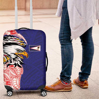 American Samoa Flag Day Luggage Cover Tribal Tattoo with Eagle Blue-Red