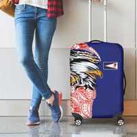 American Samoa Flag Day Luggage Cover Tribal Tattoo with Eagle Blue-Red