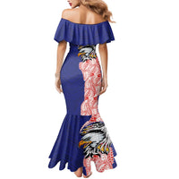 American Samoa Flag Day Mermaid Dress Tribal Tattoo with Eagle Blue-Red
