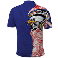 American Samoa Flag Day Polo Shirt Tribal Tattoo with Eagle Blue-Red