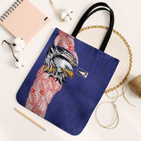 American Samoa Flag Day Tote Bag Tribal Tattoo with Eagle Blue-Red