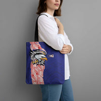 American Samoa Flag Day Tote Bag Tribal Tattoo with Eagle Blue-Red