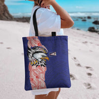 American Samoa Flag Day Tote Bag Tribal Tattoo with Eagle Blue-Red