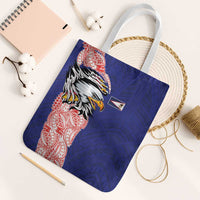 American Samoa Flag Day Tote Bag Tribal Tattoo with Eagle Blue-Red