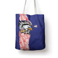 American Samoa Flag Day Tote Bag Tribal Tattoo with Eagle Blue-Red